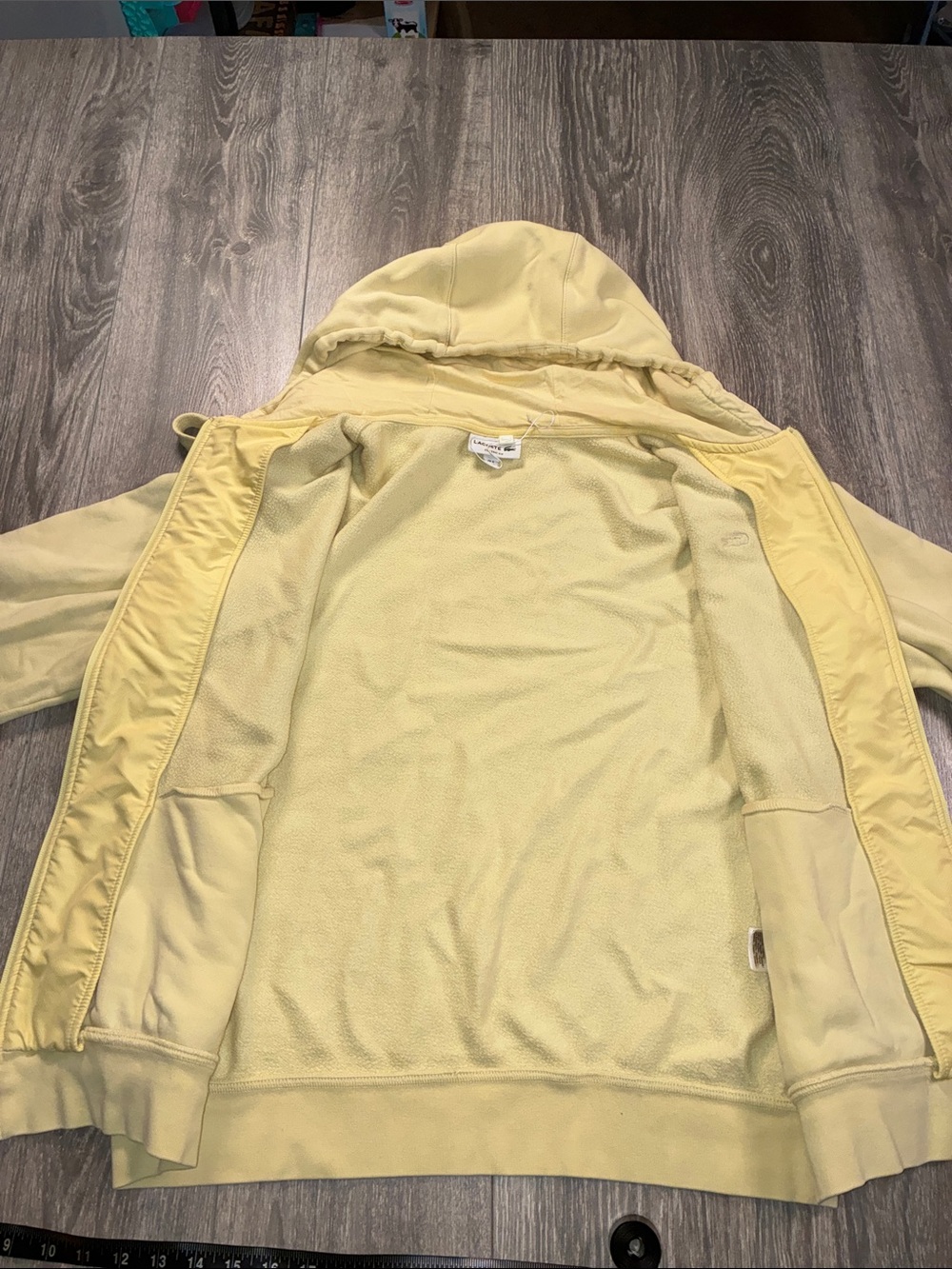 Lacoste Pale Yellow Full-Zip Hoodie with Crocodile Logo Womens XL - Picture 9 of 15